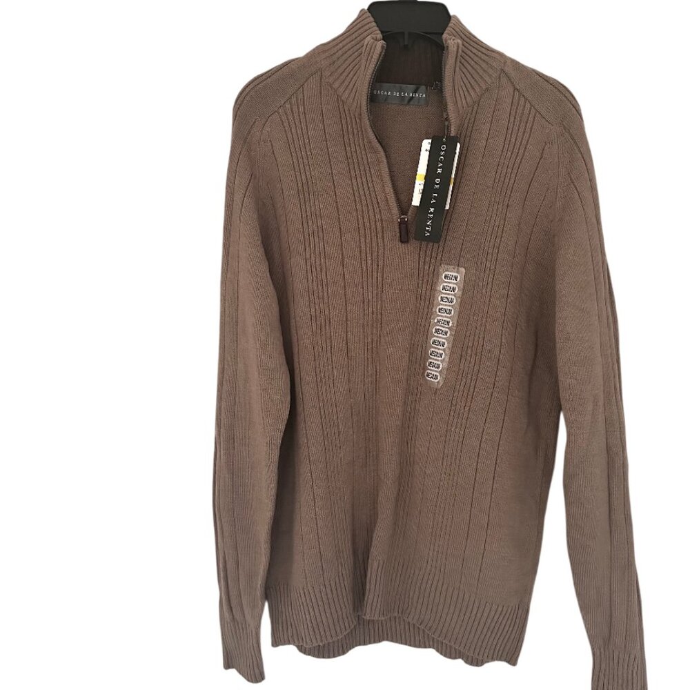 OSCAR DE LA RENTA MEN'S QUARTER ZIP RIBBED SWEATER, NWT